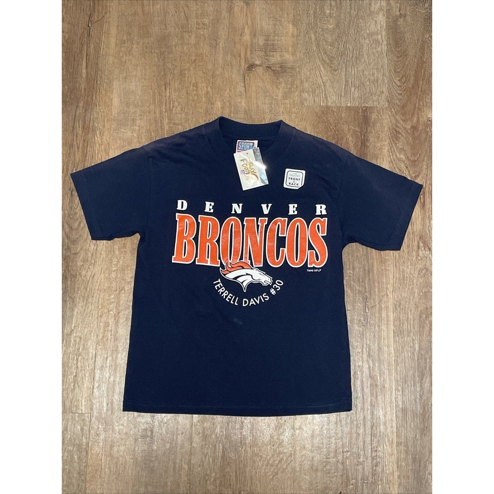 90s Youth Vintage Denver Broncos Terrell Davis #30 Kid's Shirt Tee M Medium